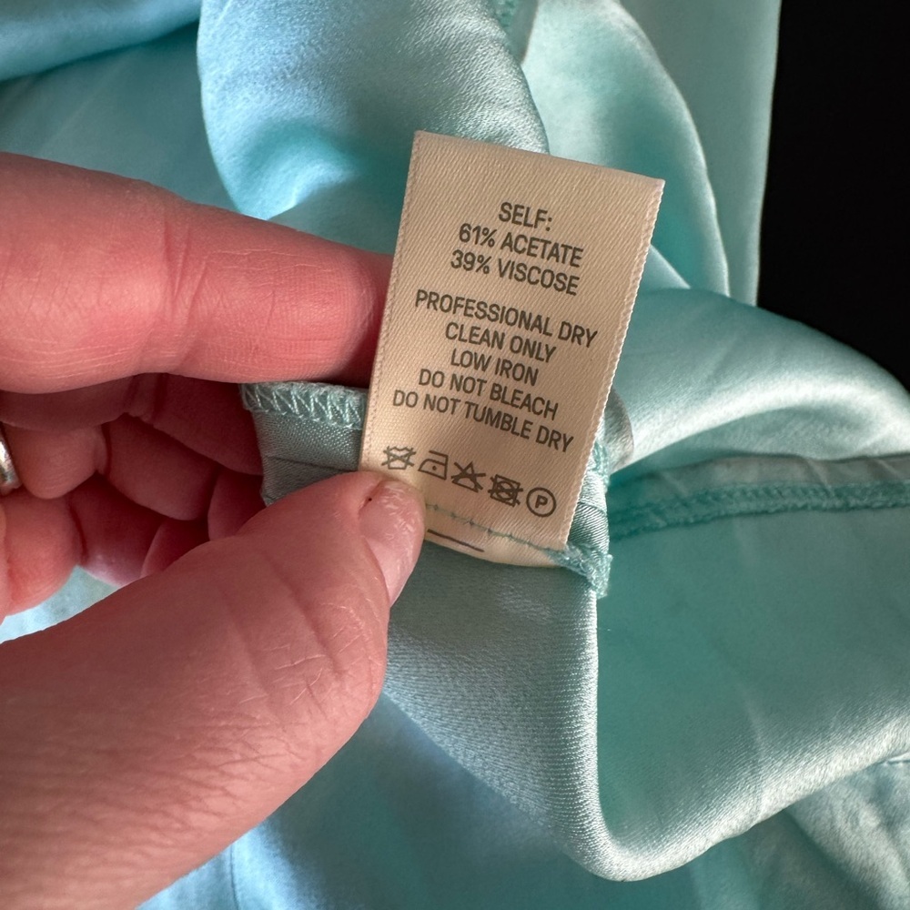 Lapointe Satin Halter Gown 4 Seafoam - Picture 9 of 12